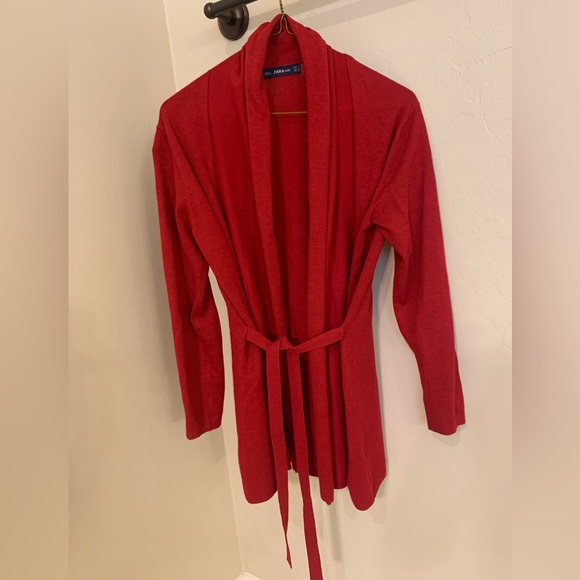 Zara Knit Belted Shawl Cardigan Small NWOT - Picture 2 of 7